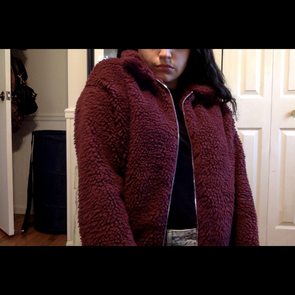 Maroon teddy coat
